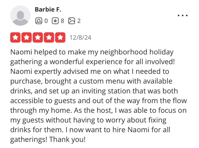 Five-star customer review from Barbie F.