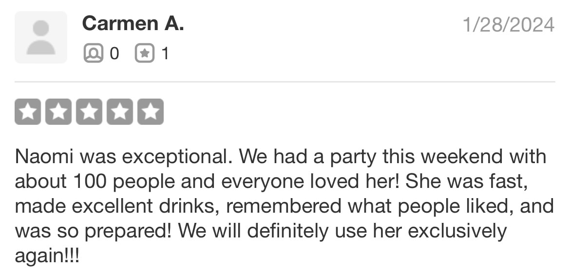 Five-star customer review from Carmen A.