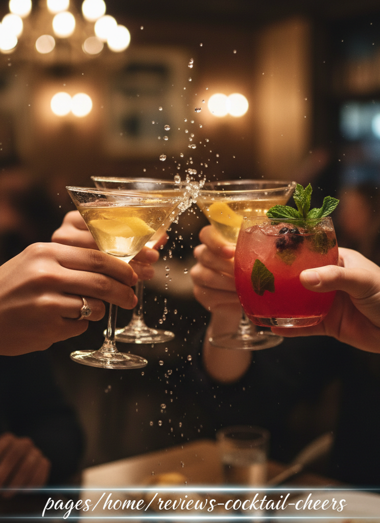 Friends raising cocktails in celebration