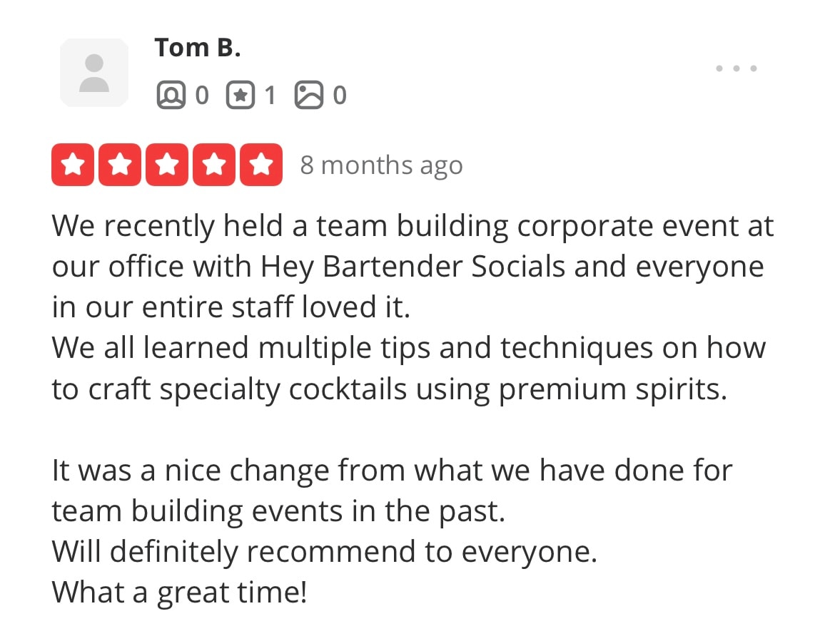 Five-star customer review from Tom B.